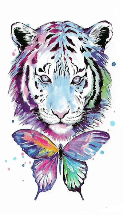 tatouage temporaire tigre coloré